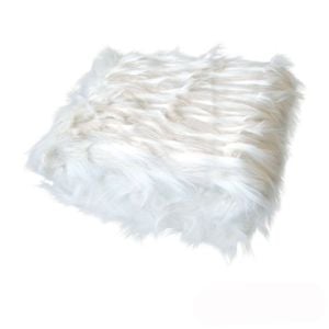Riley Modern Pattern Faux Fur Throw Rug 127 x 152 cm Cream Fluffy