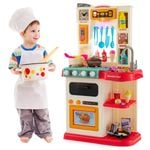 Costway Kids Kitchen Playset Pretend Play Cooking Toy Pink