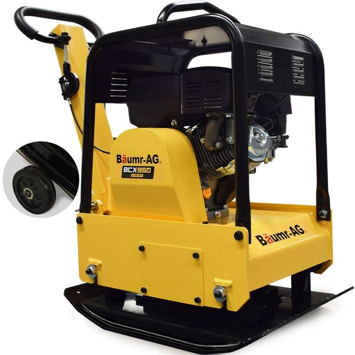 BAUMR-AG Reversible Vibratory Plate Compactor, Commercial 9HP 270cc, 500x700mm, Wheel Kit, Sand Soil Gravel Asphalt - BCX-950