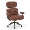 Costway Home Office Chair Adjustable Swivel Armchair Suede Fabric Dark Brown