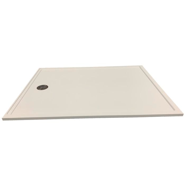 Wet Area Solutions 900 x 1200mm White Rear Outlet Solid Surface Shower Base
