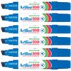 6pc Artline 100 Jumbo Permanent Chisel Whiteboard Writing 7.5-12mm Marker Blue
