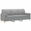 vidaXL 3-Seater Sofa with Throw Pillows Couch Lounge Sofa Light Grey Fabric