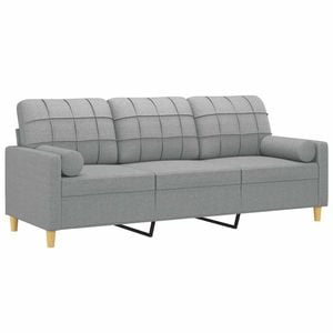 vidaXL 3-Seater Sofa with Throw Pillows Couch Lounge Sofa Light Grey Fabric