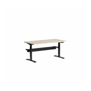 Olg Klass Black Frame Nordic Maple Top With Cable Management Scallop Height Adjustable Desk L1500mm X W750mm