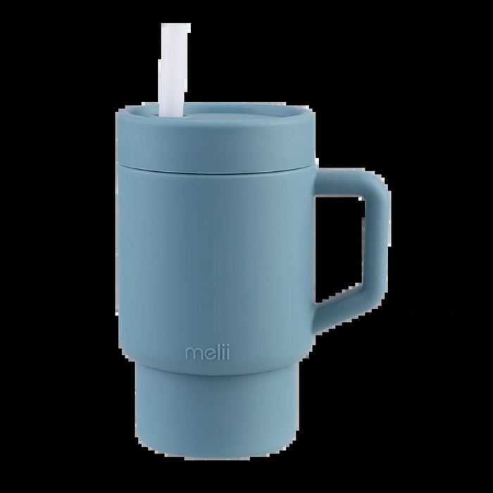 Melii Luxe Silicone Tumbler With Straw 290ml - Blue - 290ml