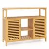 Costway Bamboo Storage Cabinet Laundry Organizer Cupboard Shoe Rack