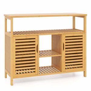 Costway Bamboo Storage Cabinet Laundry Organizer Cupboard Shoe Rack