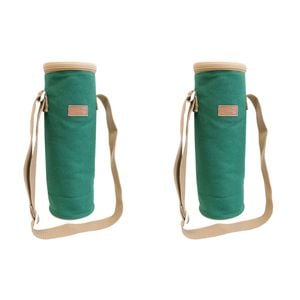 2PK LVD Samuel Insulated Canvas Wine Bottle Cooler Bag 12x33cm Green/Brown