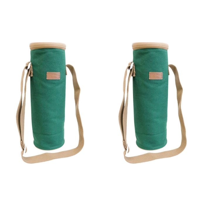 2PK LVD Samuel Insulated Canvas Wine Bottle Cooler Bag 12x33cm Green/Brown