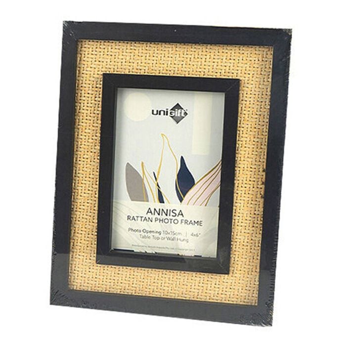 Unigift Annisa Rattan Wooden Picture Photo Frame 10x15cm Black&Natural