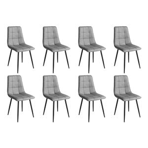 Levede 8Pcs Replica Eames dining Chair PU Leather Seat - Grey