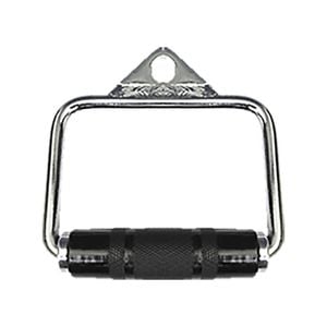 Commercial Gym Close-End D Stirrup Handle with Rubber Hand Grip Cable Attachment - Single Handle