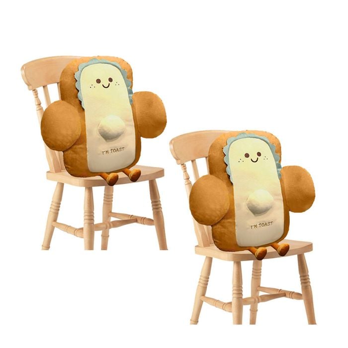 Soga 2x 58cm Smiley Toast Bread Cushion Plush Car Seat Pillow Home Decor