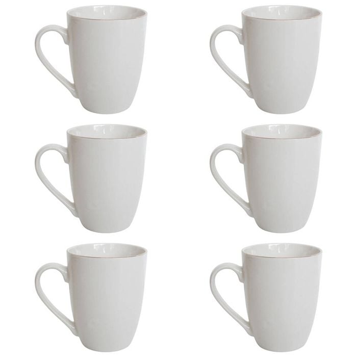 6PK LVD Ceramic Coffee Mug Classic Home/Kitchen Drinkware 11.5cm White/Gold