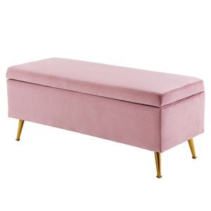 La Bella 110cm Pink Storage Ottoman Bench Seat Chest Couch Stool Velvet