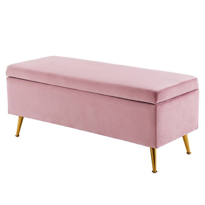 La Bella 110cm Pink Storage Ottoman Bench Seat Chest Couch Stool Velvet