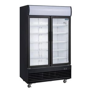Polar G-series Upright Hinged Door Display Cooler With Light Box 950ltr Black - Commercial Drink Fridges (gm813-a)