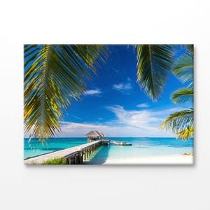 Pier to The Beach with Sky View Print 100% Australian Made 180x120cm (Stretched Canvas)