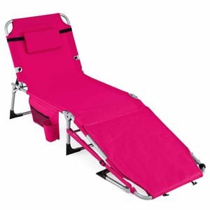 Costway Folding Tanning Chair Face Arm Hole Aluminum Beach Sunbath Chaise