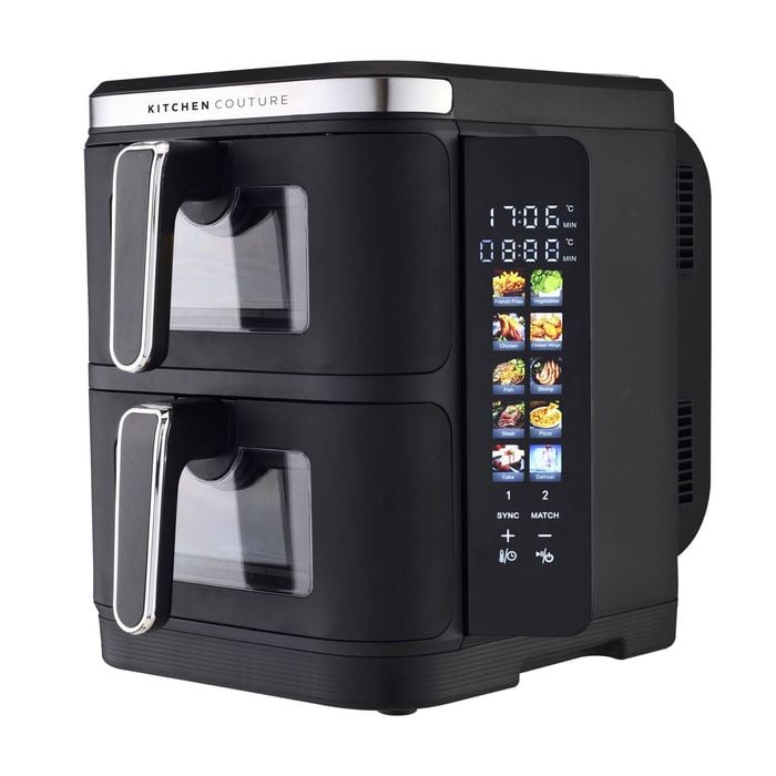 Kitchen Couture Vertex 11l Stacked Dual Basket Air Fryer, Clearview, 2200w Black