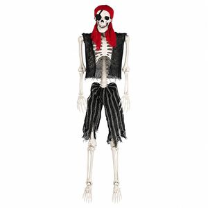 Yezi Halloween Skeleton 166cm Life Size Pirate Decor Poseable PE White