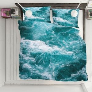 3D Blue Ocean Waves 225 Bed Pillowcases Quilt Queen Size