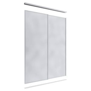 Lugna 2400 x 1201-1800mm Clear Anodised Mirror Wardrobe Double Sliding Doors