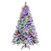 Costway 1.8M Pre-Lit Artificial Christmas Tree Snow-Flocked Hinged Xmas Tree 8 Lighting Modes