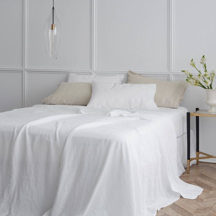 Bedding Co. Sheet Set 100% French Flax Linen Soft White King