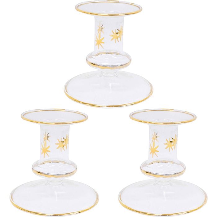 3PK LVD Candle Holder La Fiesta Decorative Lounge/Shelf Home Decor 7.5cm Clear