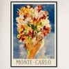 Galrie Monte Carlo Vintage Travel Poster with Bouquet of Flowers Art for Home Décor, Black Frame, A4 21 x 30cm (8 x 12inch)