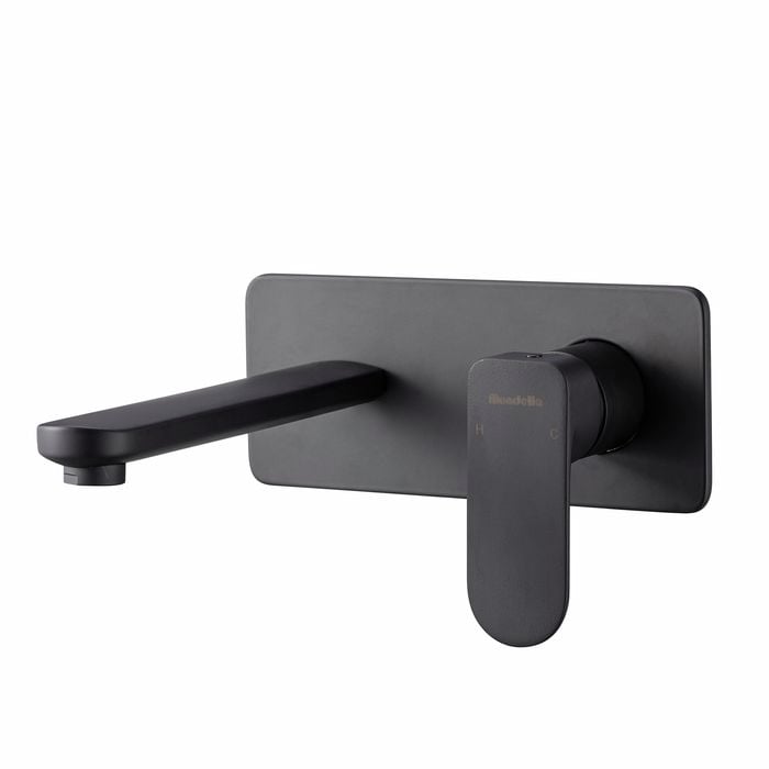 Mondella WELS 4 Star, 7.5L/Min Matt Black Rumba Wall Basin Mixer - Suitable for Unequal/Mains Pressure