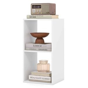Costway 2-Tier Storage Bookcase Open Display Shelf White