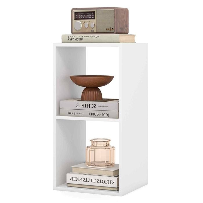 Costway 2-Tier Storage Bookcase Open Display Shelf White