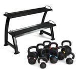 SMAI Cast Iron Kettlebell Set 56kg with Storage Rack - Black
