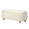 Oikiture Storage Ottoman Bench Ball Feet Teddy Boucle Beige