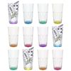 Argon Tableware Panelled Highball Glasses with Coloured Base - 400ml - Pack of 12