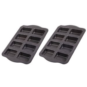 2PK Daily Bake Professional 8-Cup Mini Loaf Pan Non-Stick - Black
