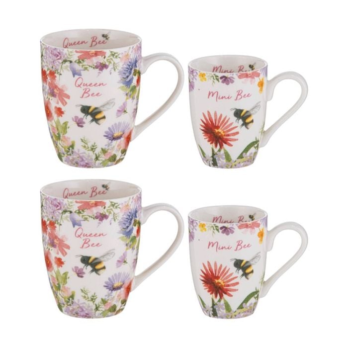 2x 2pc Ashdene Mini Me Queen/mini Bee Drinking Mug Cup Set Animal Art