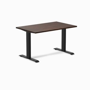 Desky Fixed Height Dark Walnut Rubberwood Desk 120x75cm Matte Black Leg
