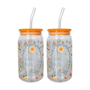 2x Urban Products Kaya Italiano Spritz Glass Can Drinkware W/ Straw 14cm