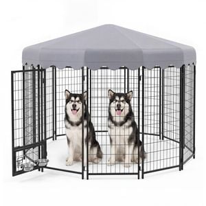 Advwin 12 Panels Pet Dog Kennel Heavy Duty Metal Dog Cage Outdoor Pet Cage Fence Pen House Enclosure