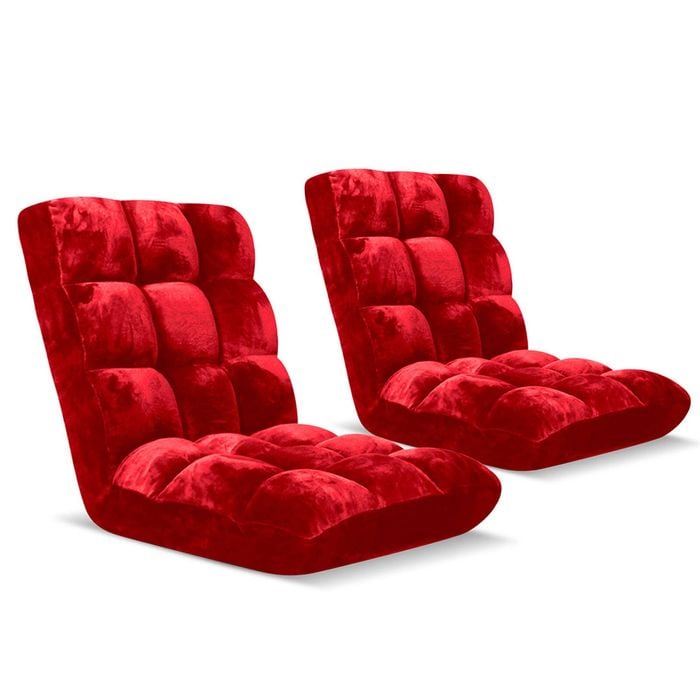 SOGA 2X Red Floor Recliner Sofa Chair