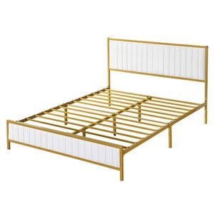 Levede Queen Size Bed Frame PU Beige