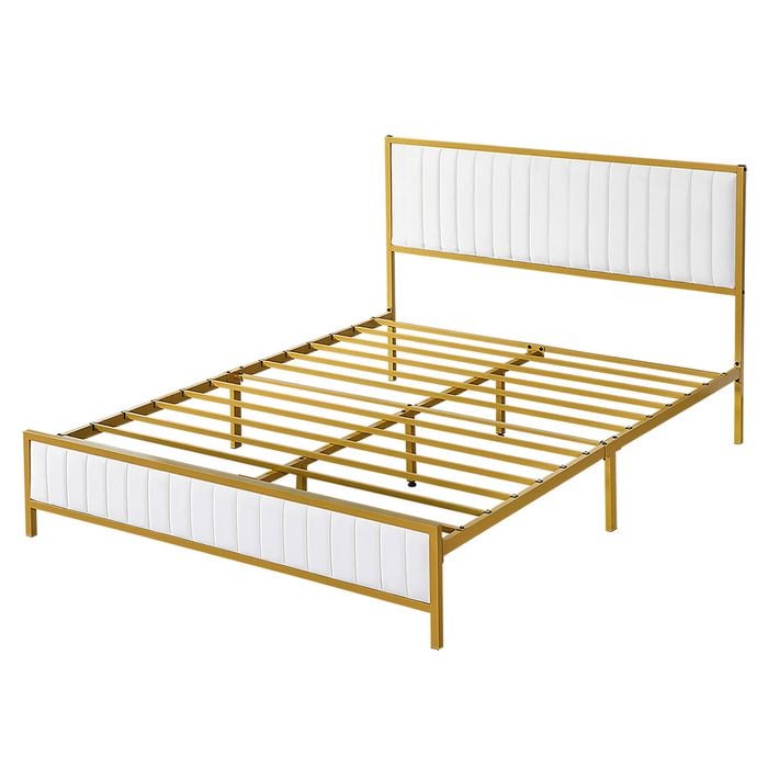 Levede Queen Size Bed Frame PU Beige