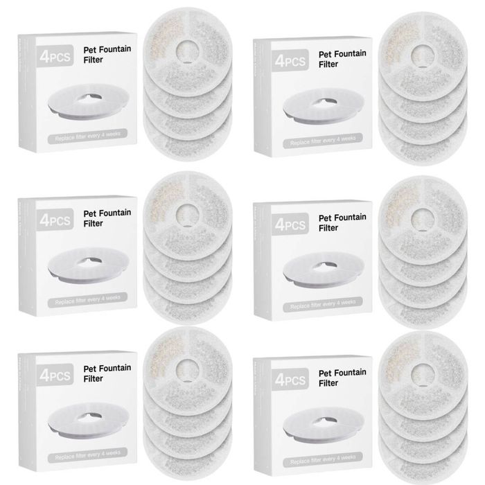 YES4PETS 24 x Pet Dog Cat Fountain Filter Replacement Activated Carbon Triple Filtration System Water Dispenser