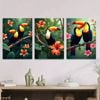 3pcs Vibrant Tropical Toucan and Flower Print 100% Australian Made 3 x 40x60cm (Metal Print)