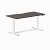 Desky Dual Burnished Wood Scalloped Melamine Sit Stand Desk 1500x750mm White Frame Leg