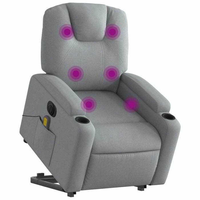 vidaXL Electric Stand up Massage Recliner Chair Armchair Light Grey Fabric